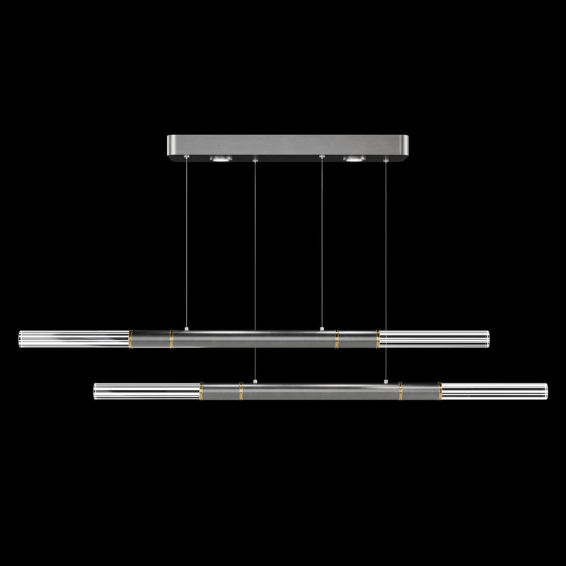 Antonia 71"W Linear Pendant, Brass/Silver Leaf
