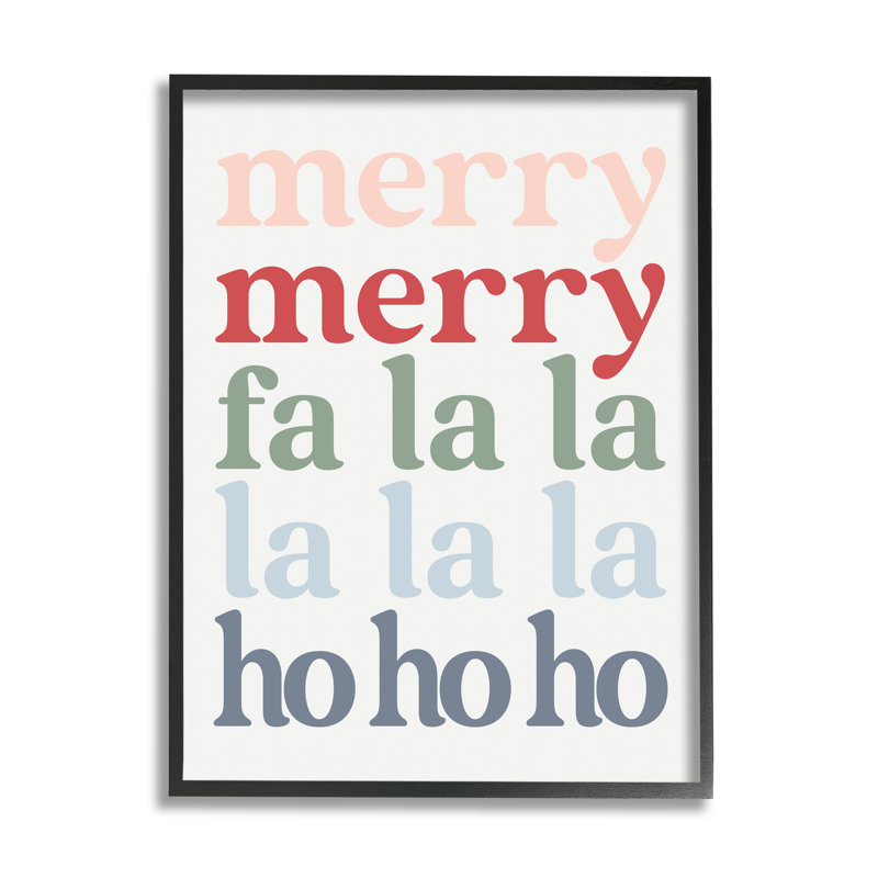 Merry Fa-La-La, H 20 po x l 16 po x P 1,5 po, Giclée encadrée noir minuit