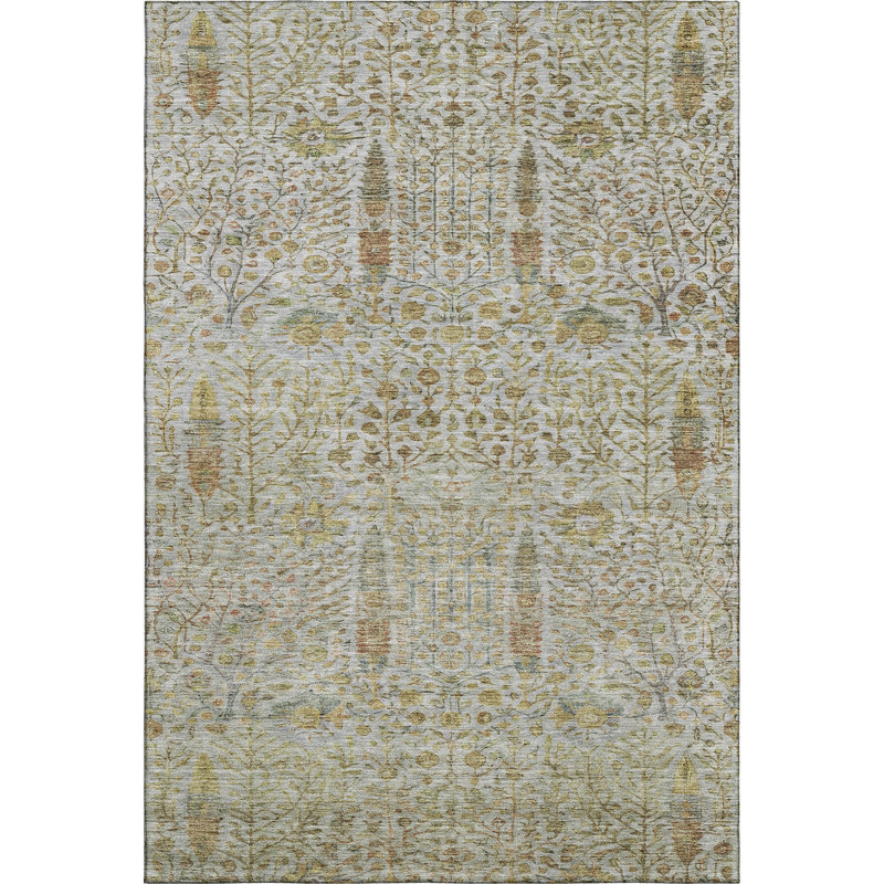 Premium Machine Washable Mayfield AMF2053 Americana Rug, 8' x 10', Linen
