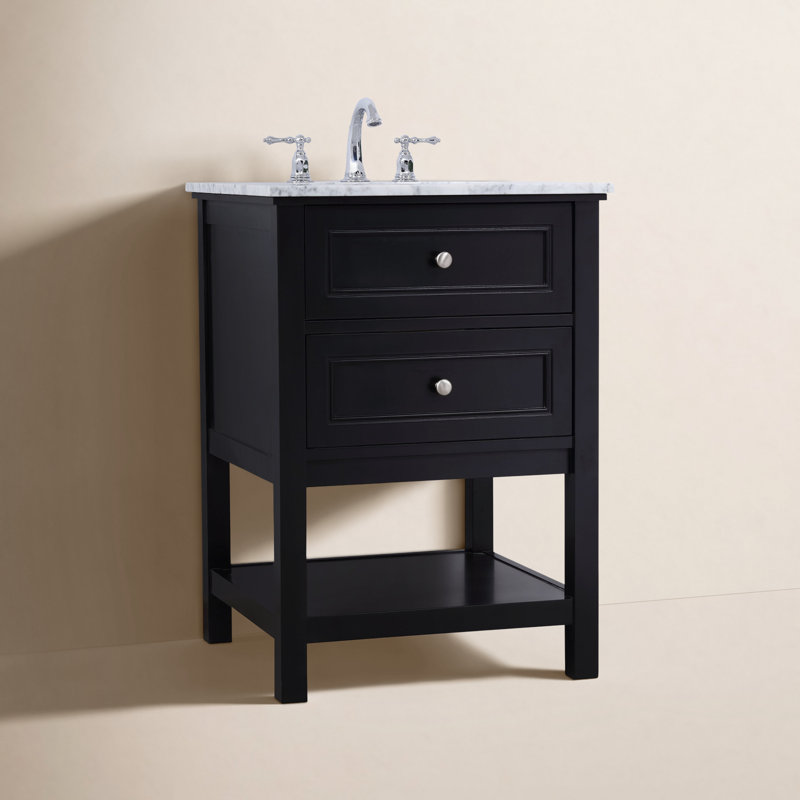 Bonsai 24'' Single Bathroom Vanity with Marble Top, Black