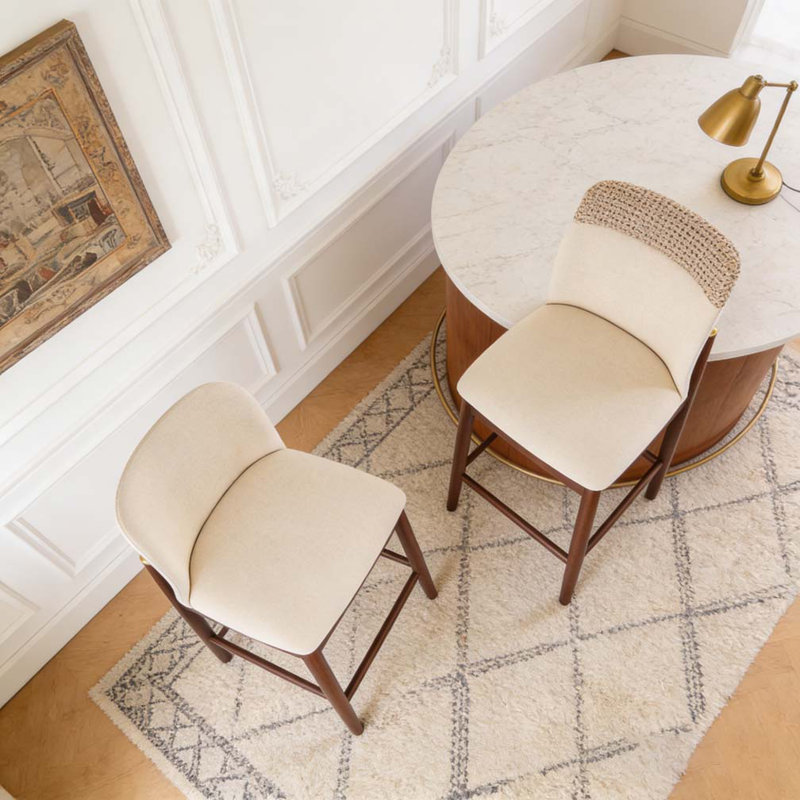 Chaise de salle à manger d'intérieur rembourrée en bois, Noyer foncé
