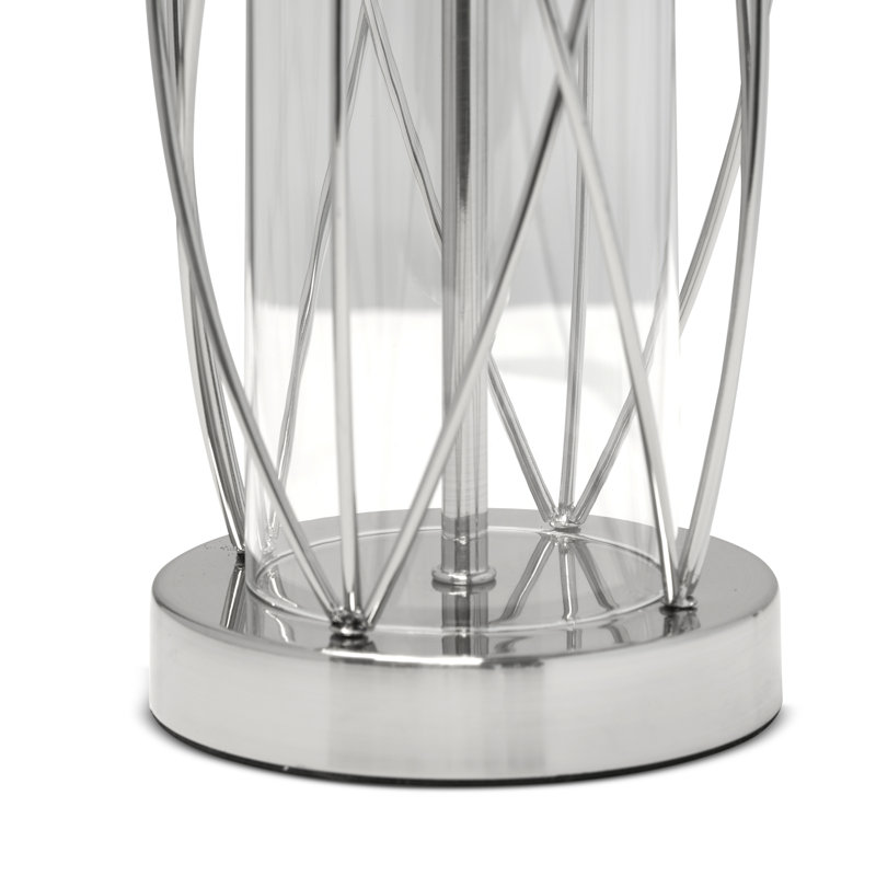 Alexarae 33cm Metal & Glass Table Lamp Base Only, Silver