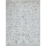 Rectangle Oriental Hand Loomed Wool/Bamboo Slat/Seagrass Area Rug in Ivory/Silver