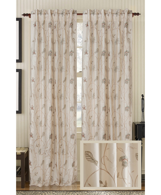 Cutesy Silk Semi Sheer Curtain Single Panel, 50" W x 108" L, Ivory