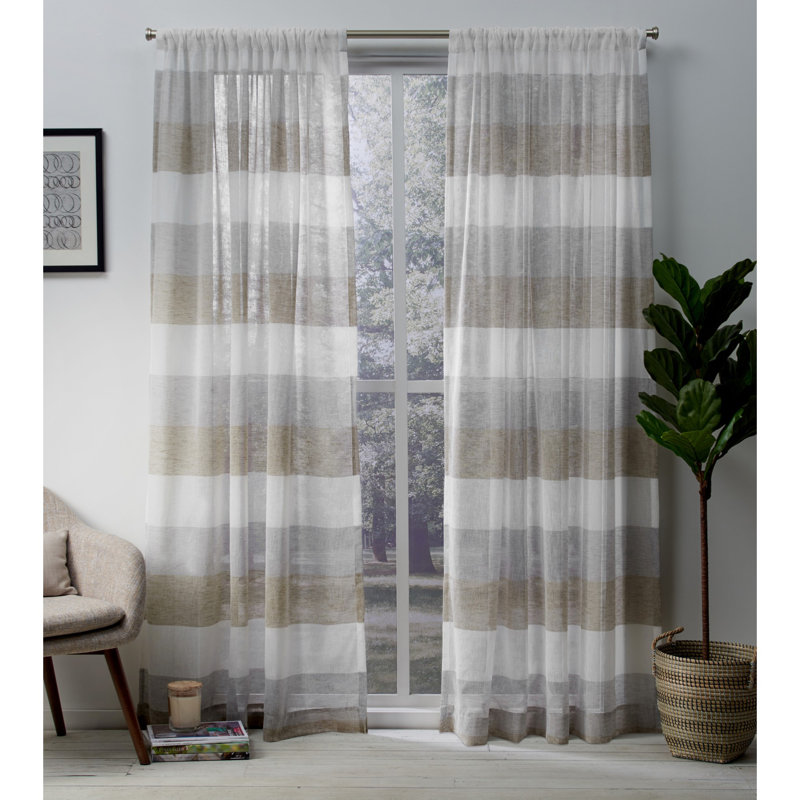 Erkin Polyester Semi-Sheer Sliding Panel Pair, 54"W x 96"L, Cafe