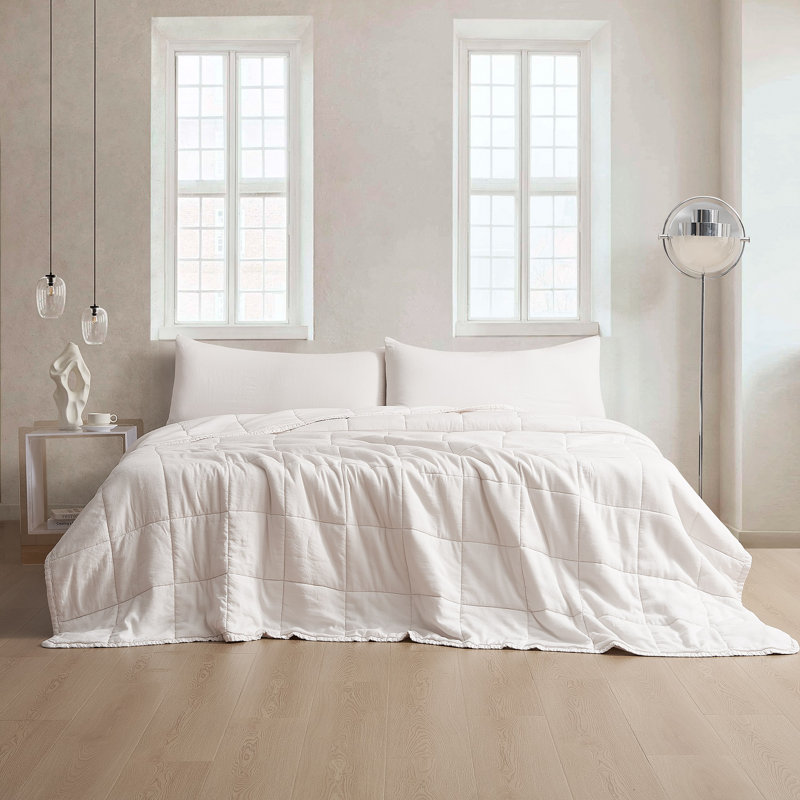 Belgian Flax Linen and Viscose Luxury Oversized Comforter, Queen Comforter, Ivory