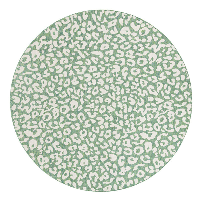 Tonquin Animal Print Machine Woven Polypropylene Indoor / Outdoor Area Rug in Blue/Gray, Round 12'