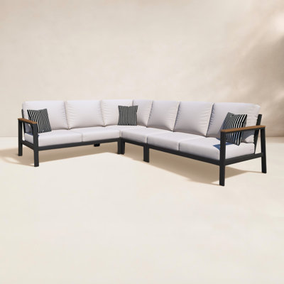 Townsend Outdoor 6 Person Sectional Seating Group With Sunbrella Cushions