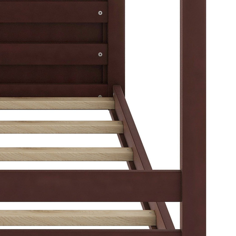 Lit superposé avec rangement réversible et lumière DEL pour chambres d'enfants, Espresso