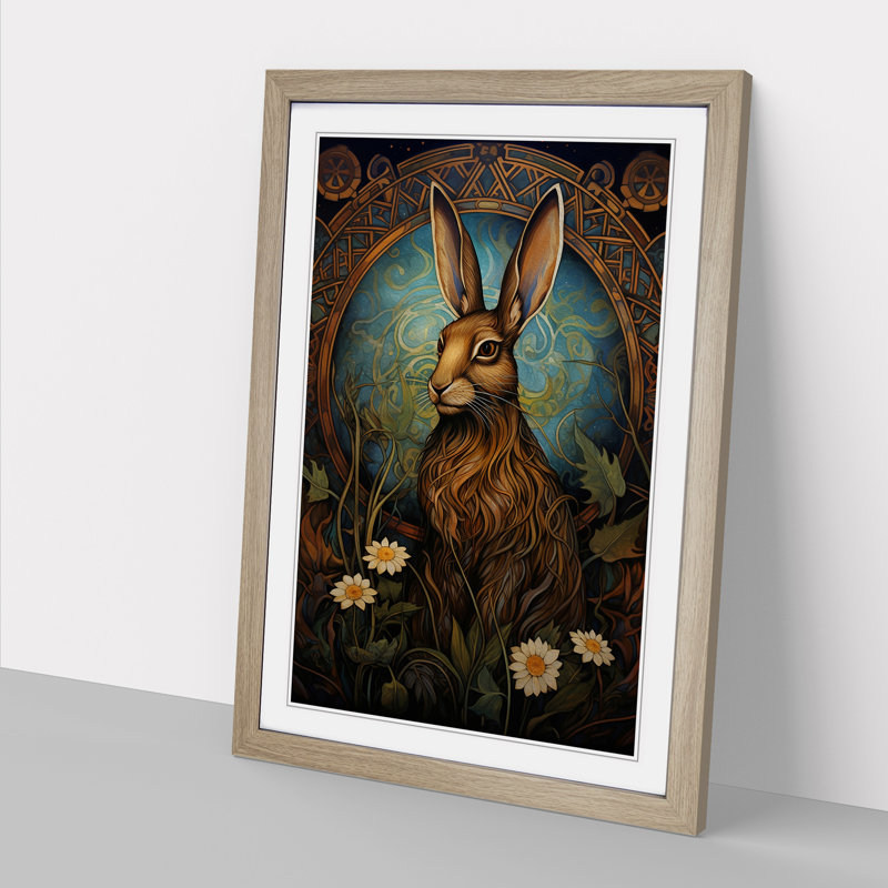 XYZ-FRM-V1223-3556 Hare Nouveau - Single Picture Frame Print on Wood