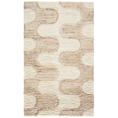 Miksen 226 Hand Tufted Wool/Recycled Cotton Abstract Indoor Use Only Rug in Ivory/Beige