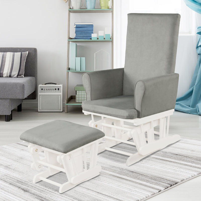 Chaise berçante Abi-Rose, Gris/blanc
