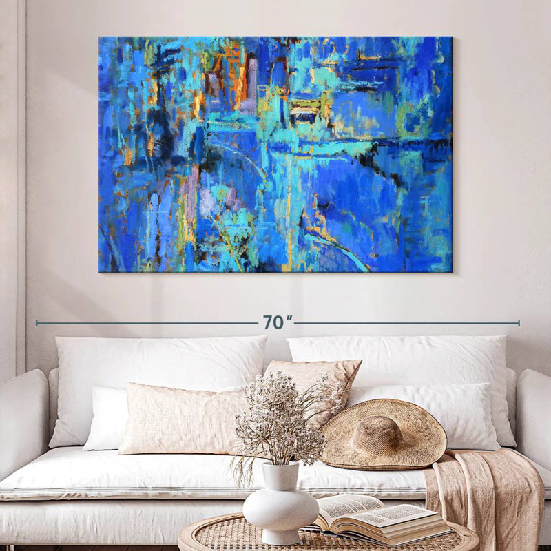 Avery Royal Blue Abstract, 34" H x 51" W