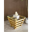 24 po, table de bout carrée moderne en acier inoxydable, table d'appoint en verre trempé transparent, table basse de salon, style moderne, doré