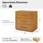 Table de chevet Satine moderne à 3 tiroirs, entièrement assemblée, en bois massif avec plateau cannelé et station de recharge.-708026463
