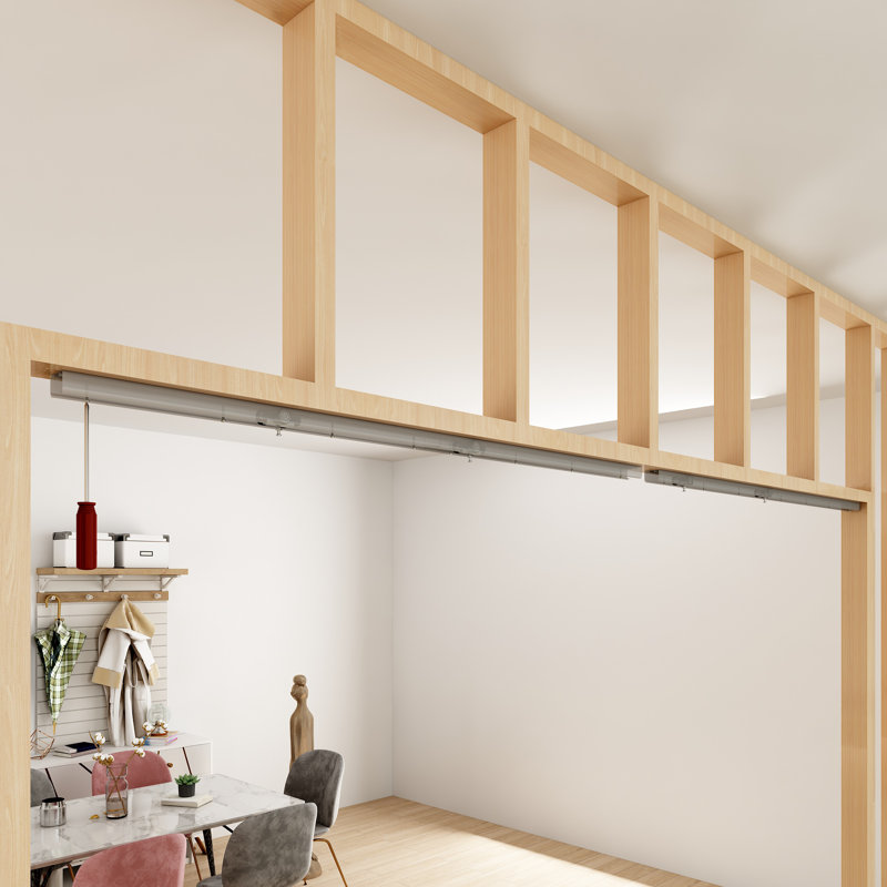 Ensemble de rails de quincaillerie pour porte à deux poches de 10 pi, 2 ensembles de rails épissés de 56,7 po, convenant à une largeur de porte double de 48 po à 60 po (panneau simple de 24 à 30 po)