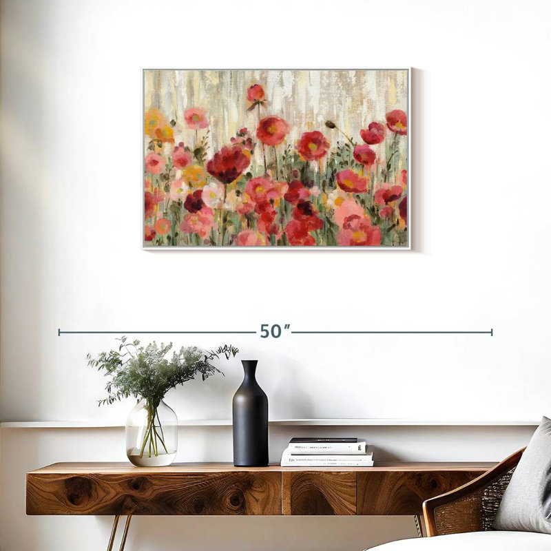 Fleurs saupoudrées, Cadre flottant blanc, 31 po x 21 po