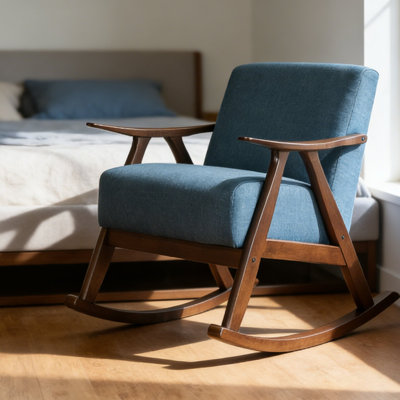 Chaise berçante de style moderne avec assise et dossier rembourrés pour la chambre à coucher, le salon et les bureaux
