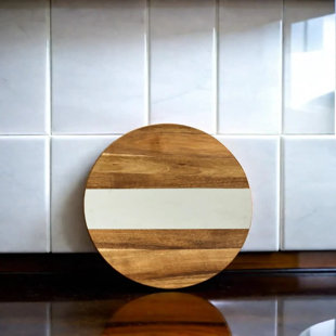 Marble and Acacia Wood Round Board - 11"