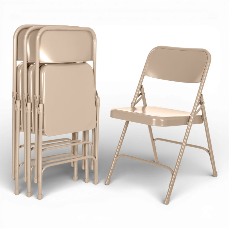 Bernadine Metal Stackable Folding Chair Folding Chair Set, Beige