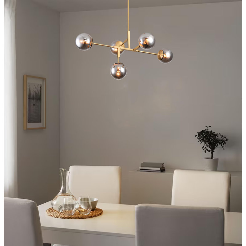 Modern 5 Light Globe Gold Chandelier