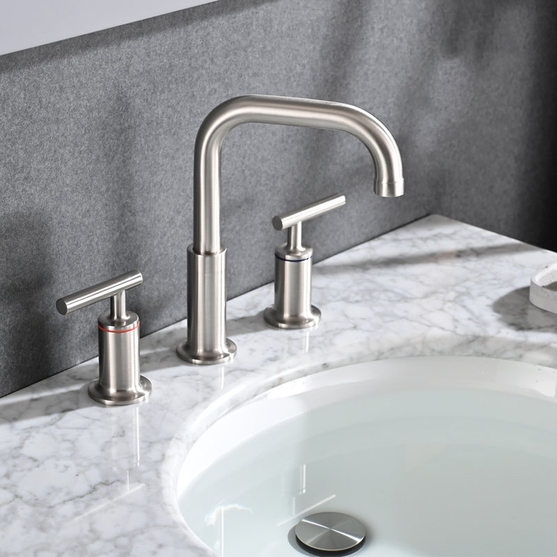 Widespread 2-handle Bathroom Faucet with Drain Assembly, Brushed Nickel