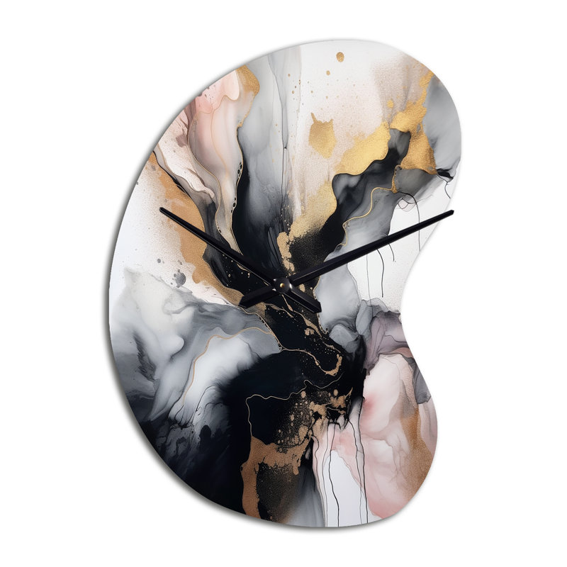 Grande horloge murale rose en forme de flèche rose texturée Splash Marble II - rose, Petit