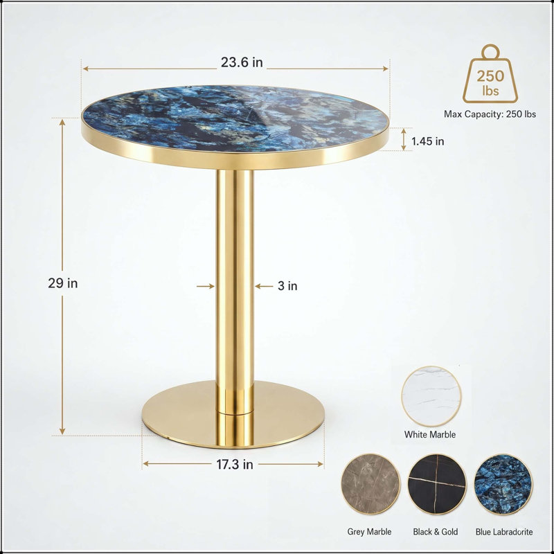Table bistro 23,6 po Modern Modern, Blue / Gold