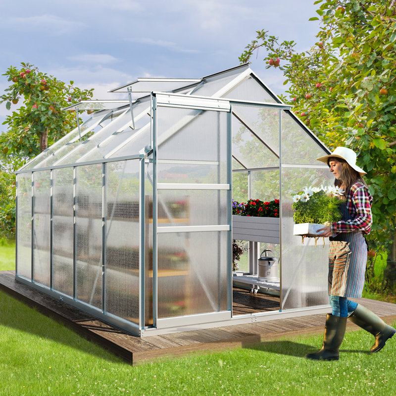 6'W X 4/6/8/10/12'D Heavy-duty Walk-in Hobby Greenhouse, 76.8" H x 74.4" W x 124.8" D