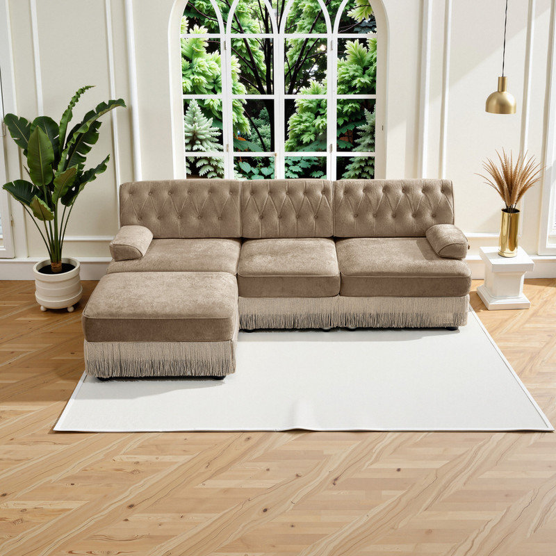 Canapé modulaire Chesterfield, Brun