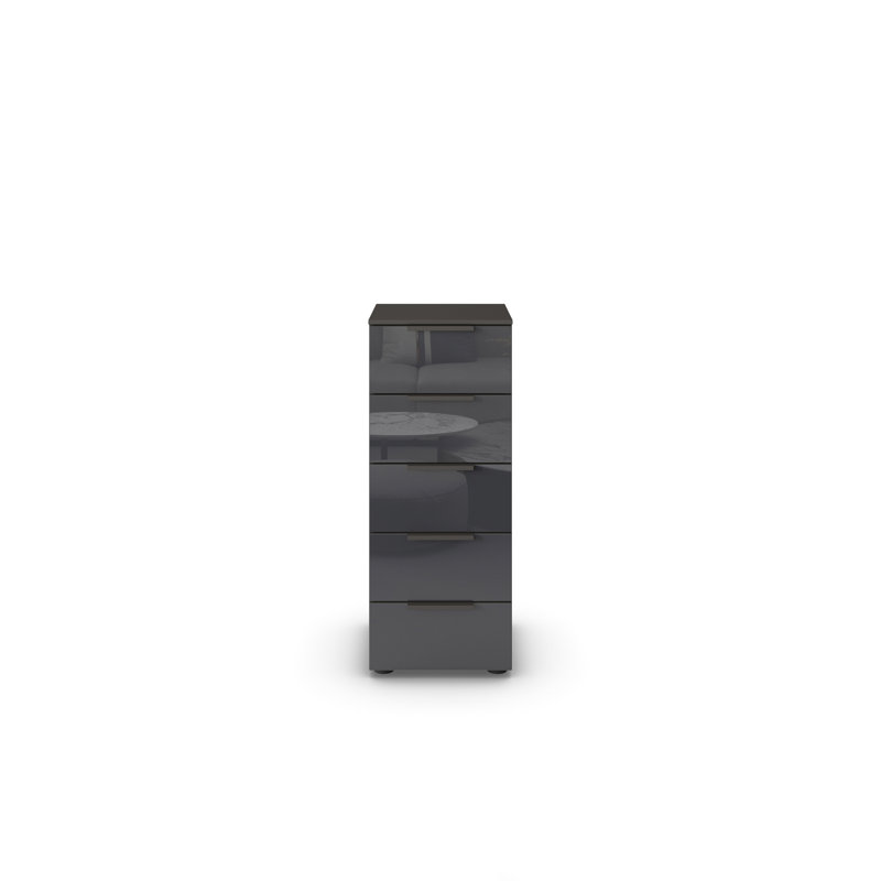 Flipp 5 Drawer 40Cm W Chest, Graphite/Glass Basalt
