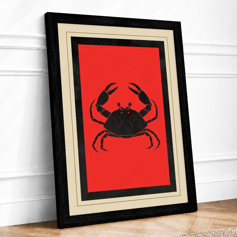 Bold Crab Art Deco - Framed Print, A2 - 59.4 x 42.0 cm, Black