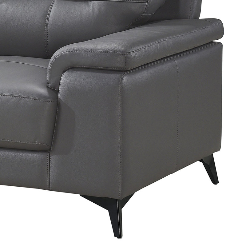 Causeuse 66,75 po avec accoudoirs coussinés, Gris foncé