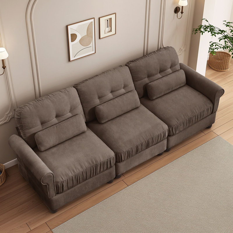 Upholstered 98 " Chenille Sofa, Brun