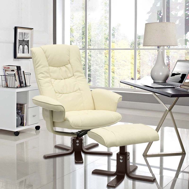 Cashaun 79cm Wide Swivel Wing Chair Recliner, Beige