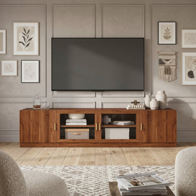 Meuble télé en bois avec 4 armoires et lumières DEL