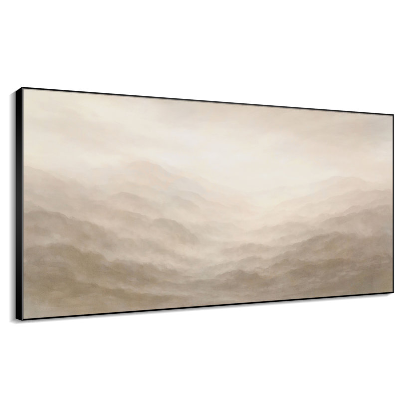 Très grande reproduction d'art sur toile - Nuage de brume neutre doux, décor de paysage pour le salon ou la chambre à coucher - «Assemblage requis du cadre (cadre non fini)»