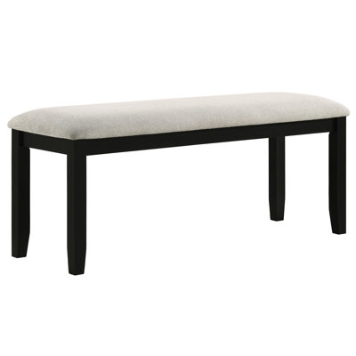 Black Gray Fabric Upholstered Bench For Diner - Solid Wood, Contemporary Style Dining In Nuance Modern