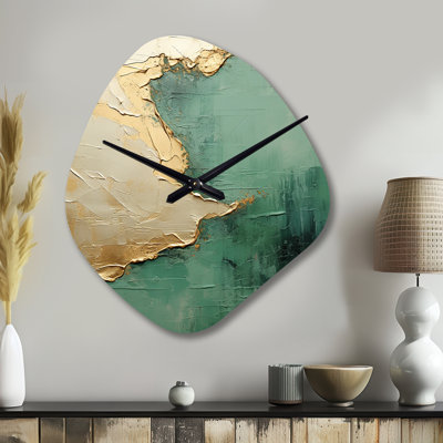 Horloge murale en métal beige et vert Noack Fusion II - horloge murale asymétrique