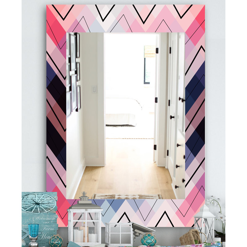 Miroir mural à chevron géométrique moderne, H 39,4 po x l 29,5 po