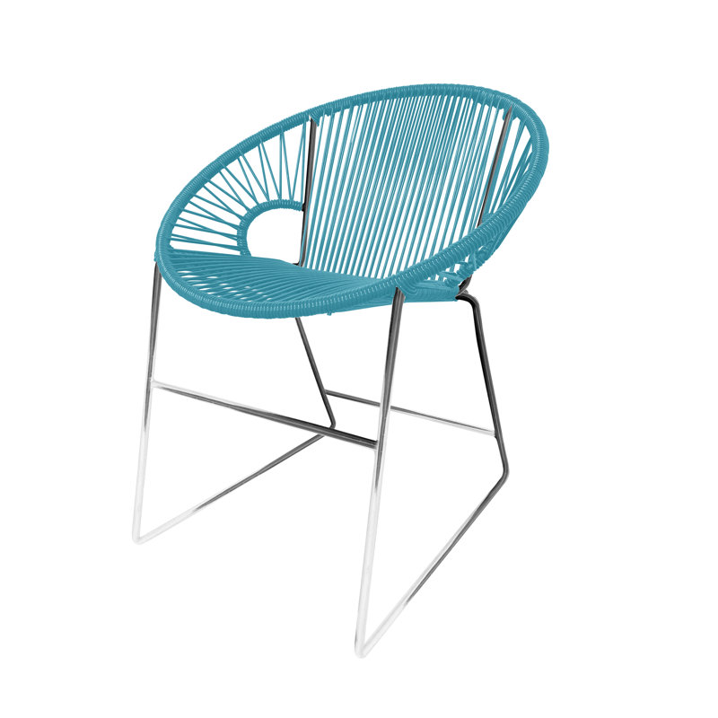 Chaise de patio Puerto, Bleu / chrome