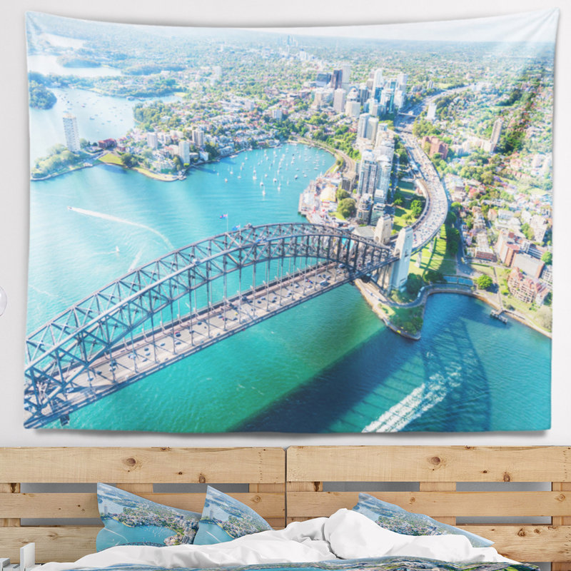 Tapisserie de paysage urbain de Sydney, H 32 po x l 39 po