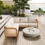 Canapés de patio spacieux 5 places, bois d'acacia teck beige, ensemble d'extérieur moderne