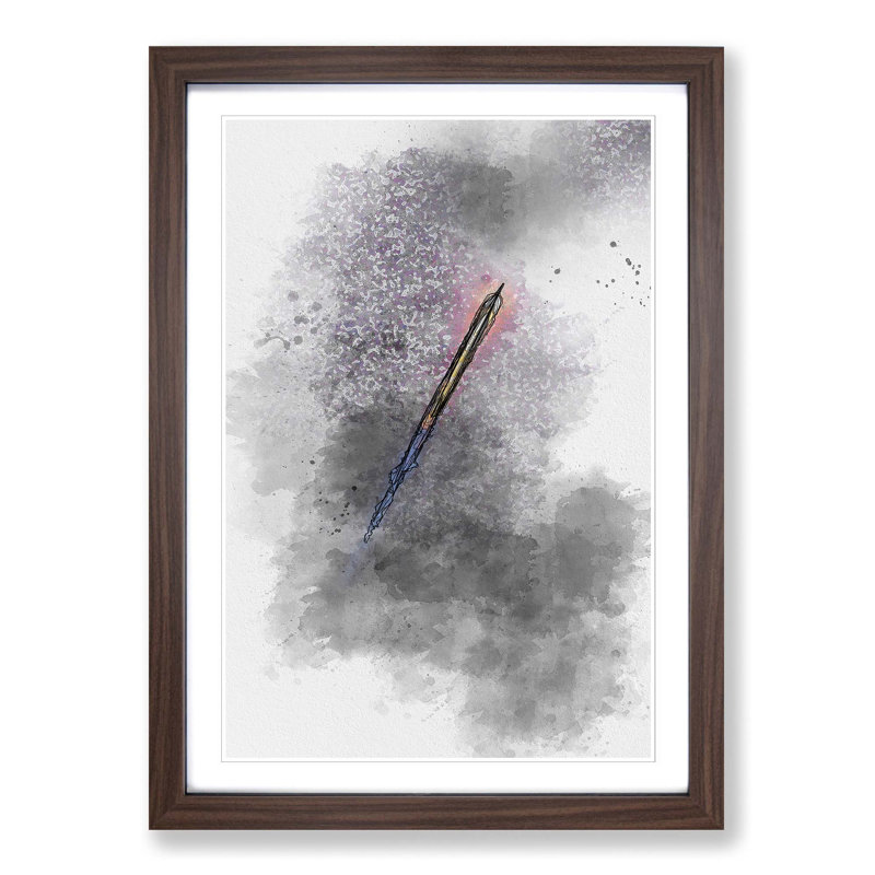 Blast Off in Abstract - Picture Frame Graphic Art Print, 36cm H x 27cm W x 2cm D, Walnut Framed