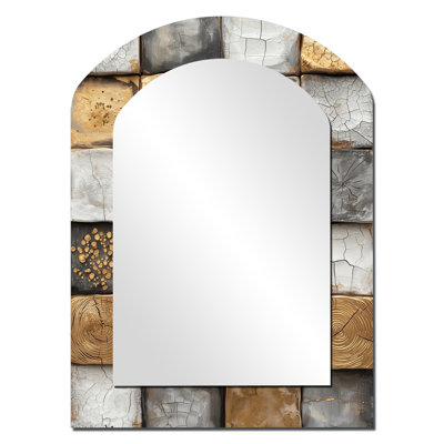 Gris gris Inca Legacy Golden Mosaic II - miroir mural décoratif Boho Tiles Arch