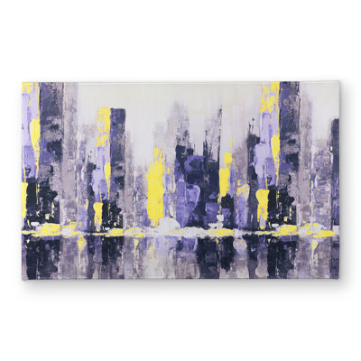 Abstract Purple City Door Mat | Indoor Outdoor Home Decor