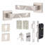 Modern Nova Euro Lock Door Handles in Satin Nickel Finish with 70mm Key, Barrell and Ball Bearing Hinges