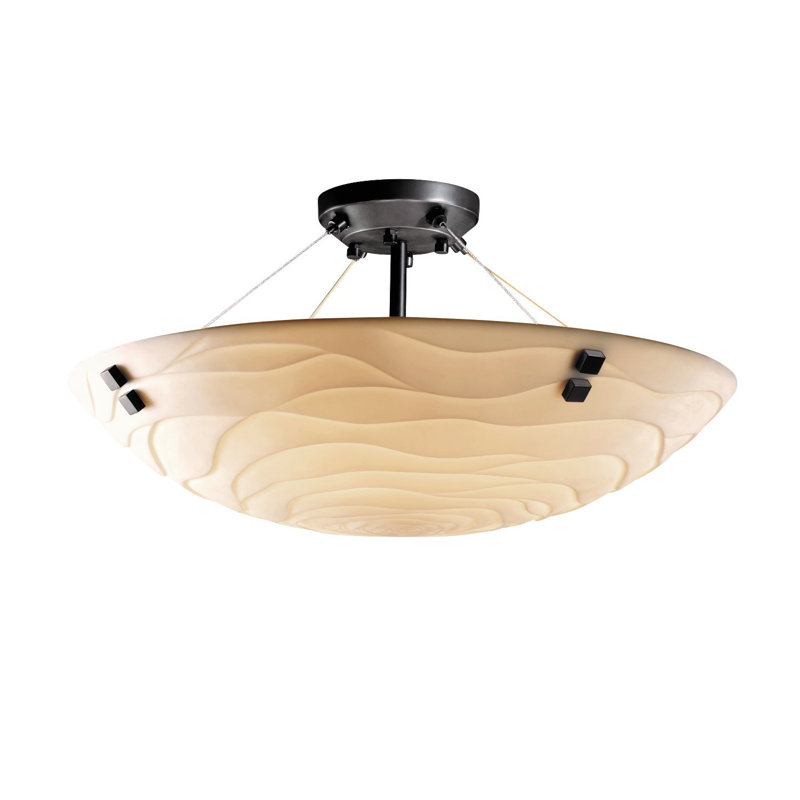 Plafonnier semi-encastré 3 lumières 21 po Amany, Noir mat