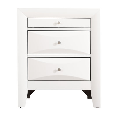 Table de chevet 3 tiroirs Marilla, blanc