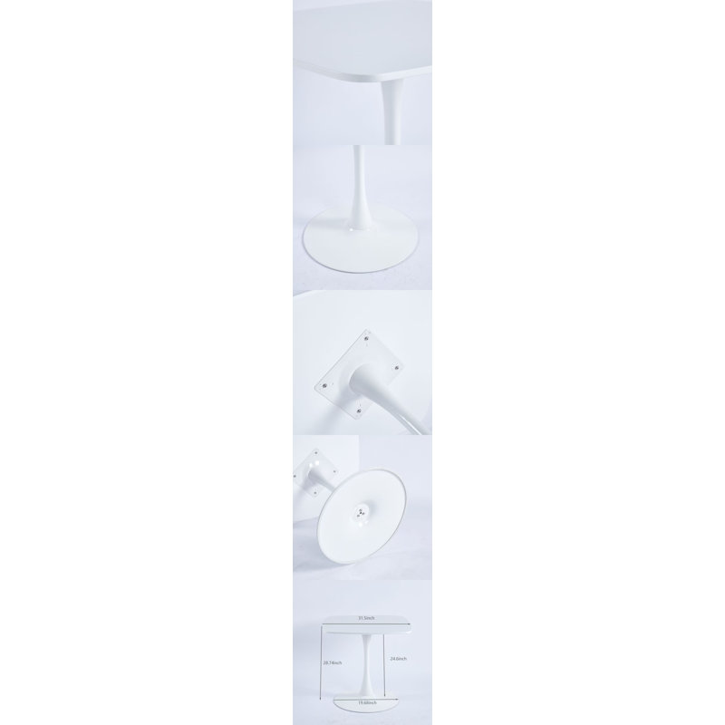 Table de salle à manger 31,5 pouces - blanc, H 28,93 po x L 31,5 po x l 31,5 po, Blanc / blanc